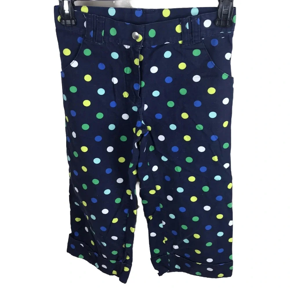 Gymboree Girls Capri Pants Size 10 Multicolor Polka Dot Cuff Cropped 100% Cotton
